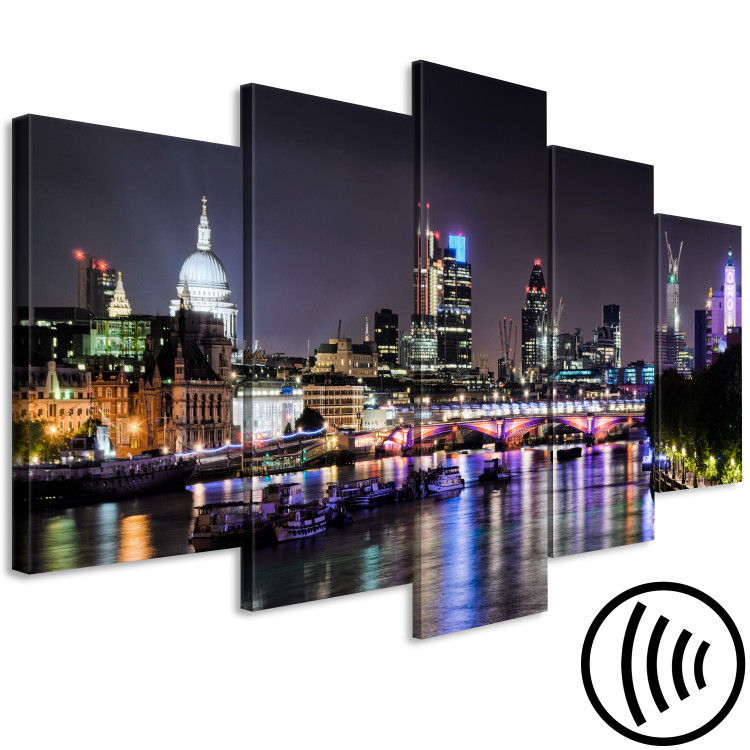 Canvas Print London at night - panorama from the Thames to the skyscrapers 123652 additionalImage 6