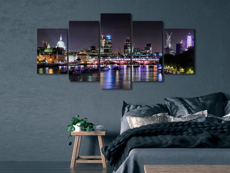 Canvas Print London at night - panorama from the Thames to the skyscrapers 123652 additionalImage 3