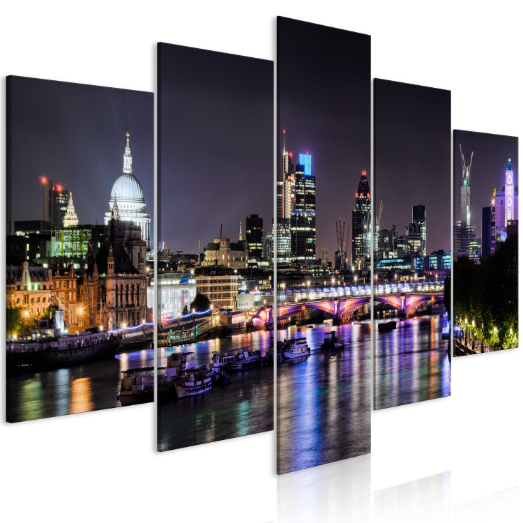 Canvas Print London at night - panorama from the Thames to the skyscrapers 123652 additionalImage 2