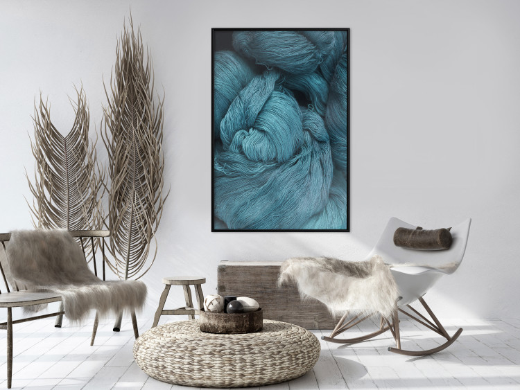 Wall Poster Melancholic Wool - turquoise wool texture in artistic motif 124952 additionalImage 6