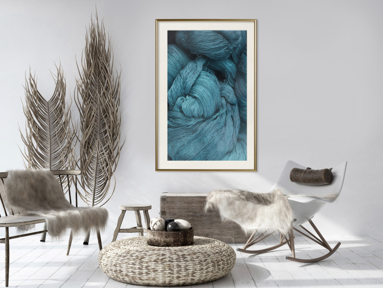 Wall Poster Melancholic Wool - turquoise wool texture in artistic motif 124952 additionalImage 23