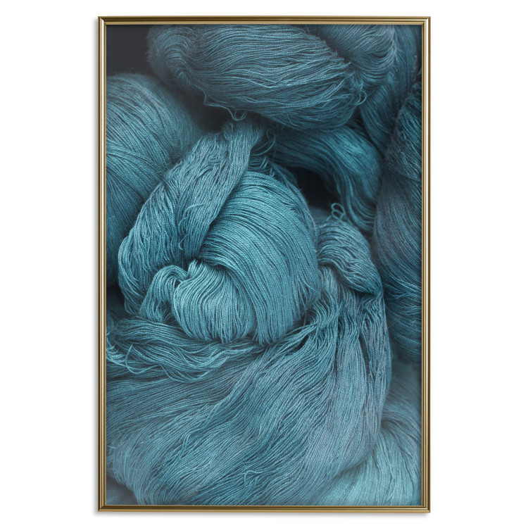 Wall Poster Melancholic Wool - turquoise wool texture in artistic motif 124952 additionalImage 15