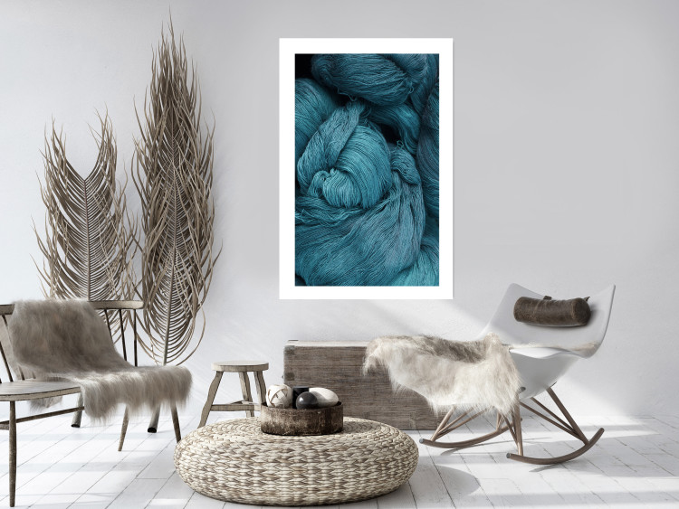 Wall Poster Melancholic Wool - turquoise wool texture in artistic motif 124952 additionalImage 2