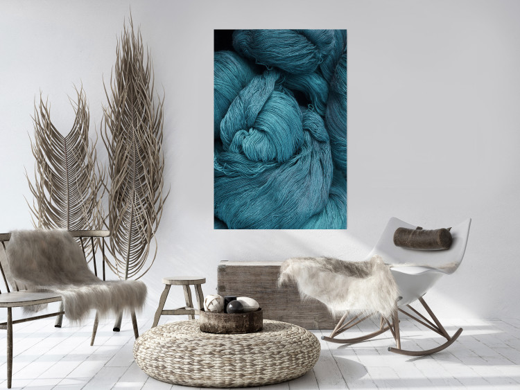 Wall Poster Melancholic Wool - turquoise wool texture in artistic motif 124952 additionalImage 27