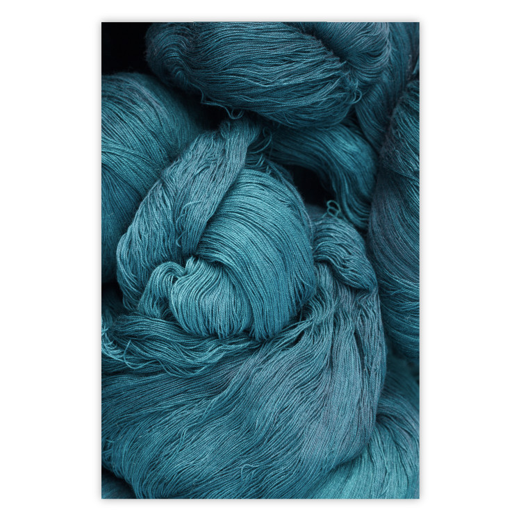 Wall Poster Melancholic Wool - turquoise wool texture in artistic motif 124952