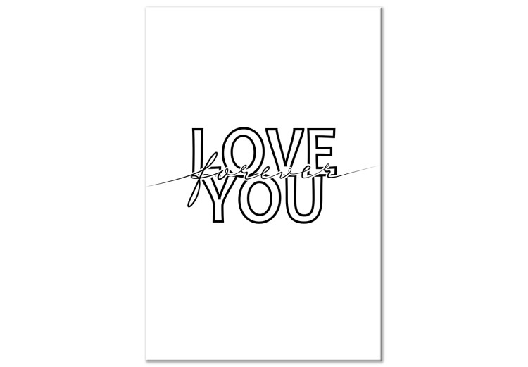 Canvas Black English sign Love you forever - composition on white background 125252