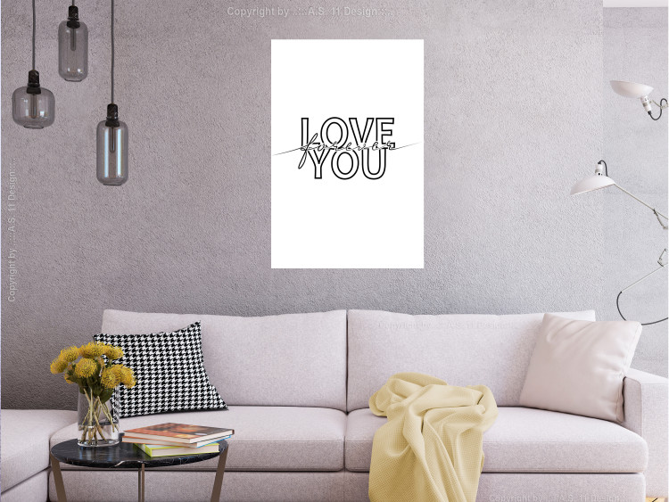 Canvas Black English sign Love you forever - composition on white background 125252 additionalImage 3