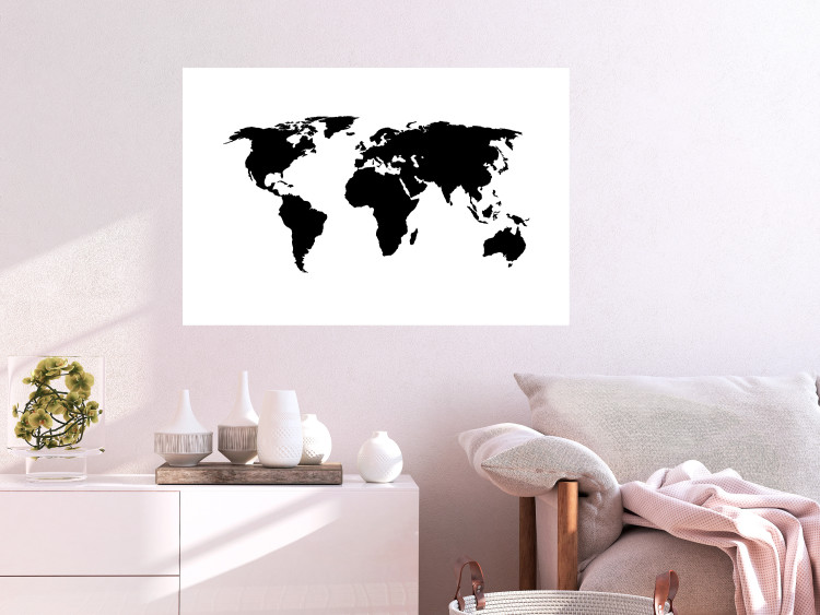 Poster Continents - black map of the whole world on a contrasting white background 125452 additionalImage 9