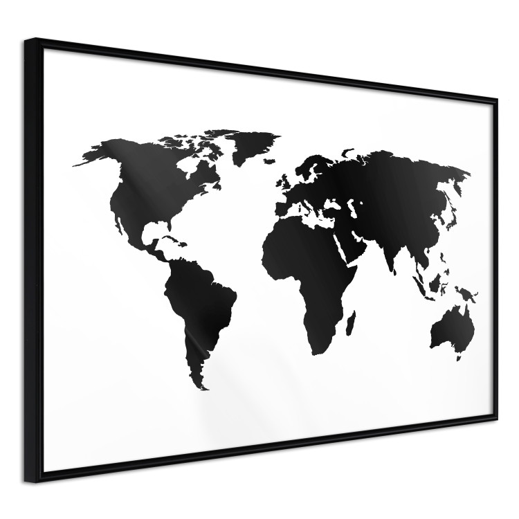 Poster Continents - black map of the whole world on a contrasting white background 125452 additionalImage 2