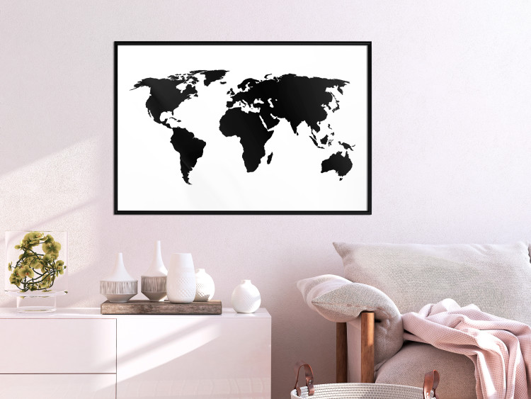 Poster Continents - black map of the whole world on a contrasting white background 125452 additionalImage 8