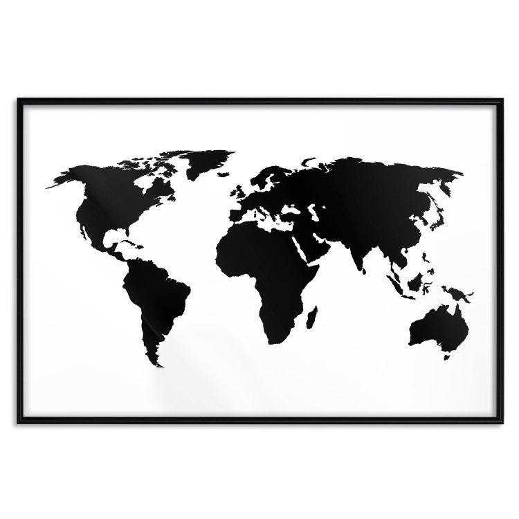 Poster Continents - black map of the whole world on a contrasting white background 125452 additionalImage 18