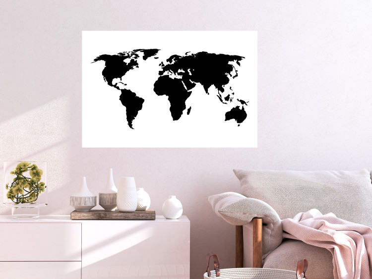 Poster Continents - black map of the whole world on a contrasting white background 125452 additionalImage 17