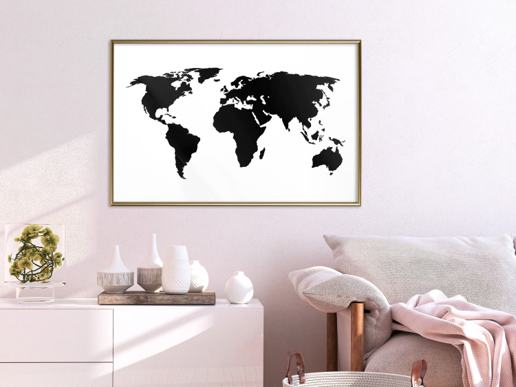 Poster Continents - black map of the whole world on a contrasting white background 125452 additionalImage 11