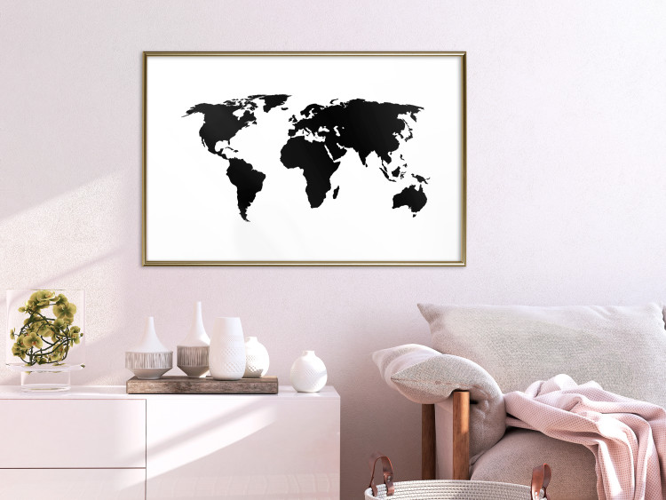 Poster Continents - black map of the whole world on a contrasting white background 125452 additionalImage 13