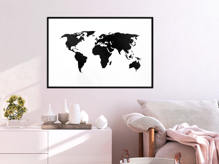 Poster Continents - black map of the whole world on a contrasting white background 125452 additionalImage 10