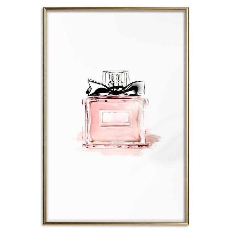 Poster Perfume - pink bottle with a black ribbon on a subtly pastel background 125752 additionalImage 18