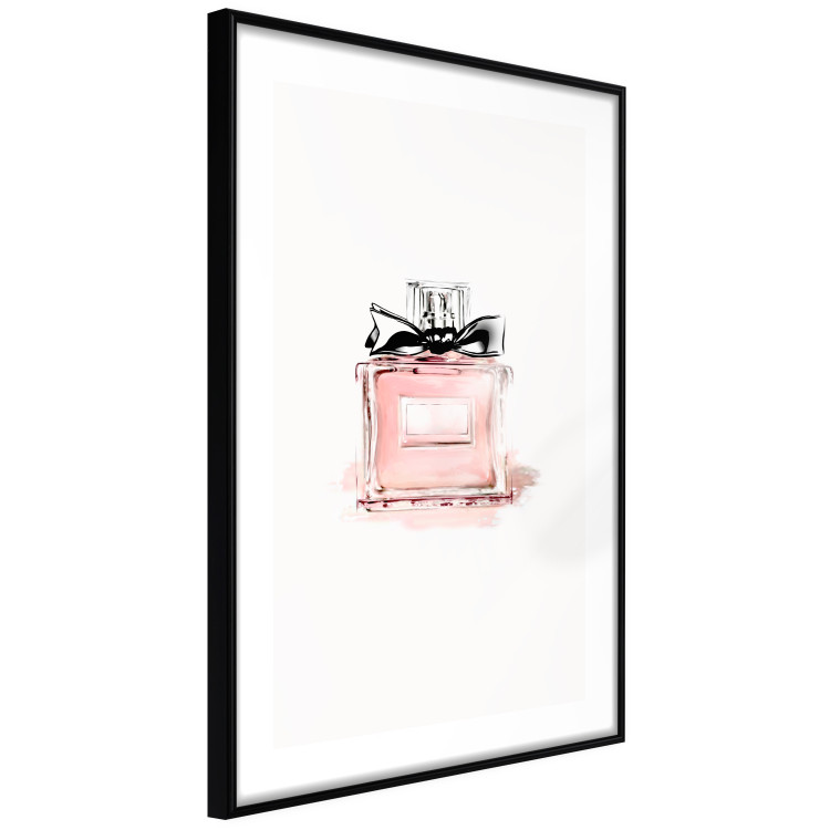 Poster Perfume - pink bottle with a black ribbon on a subtly pastel background 125752 additionalImage 11