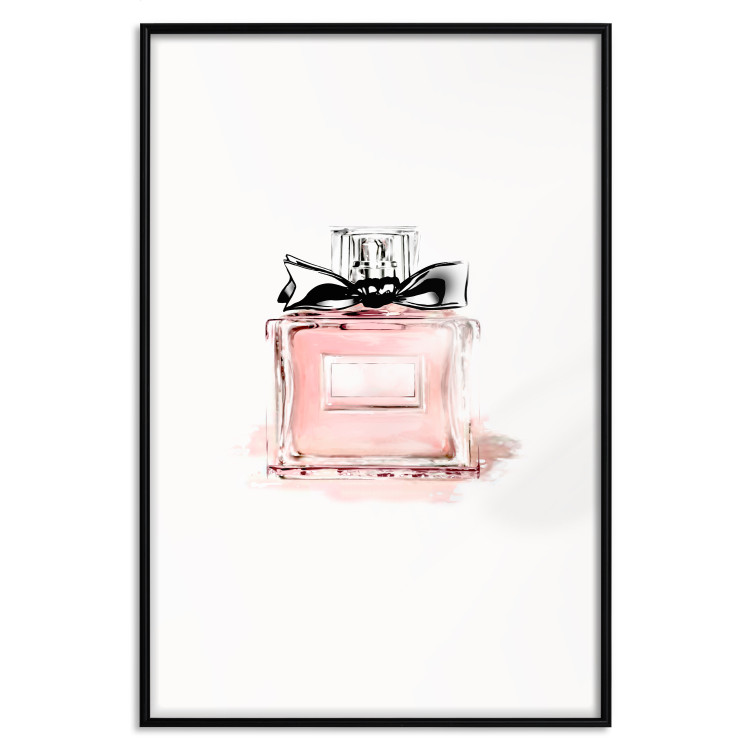 Poster Perfume - pink bottle with a black ribbon on a subtly pastel background 125752 additionalImage 17