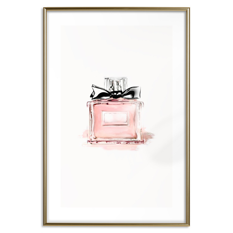 Poster Perfume - pink bottle with a black ribbon on a subtly pastel background 125752 additionalImage 20
