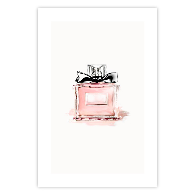 Poster Perfume - pink bottle with a black ribbon on a subtly pastel background 125752 additionalImage 16