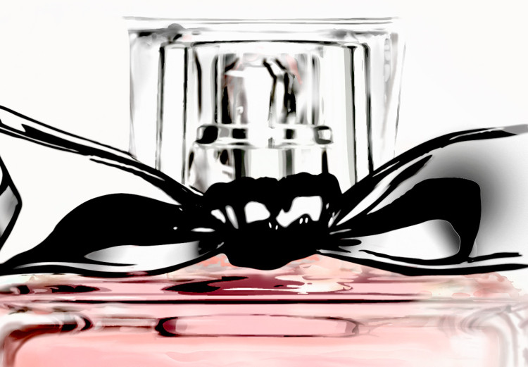 Poster Perfume - pink bottle with a black ribbon on a subtly pastel background 125752 additionalImage 9