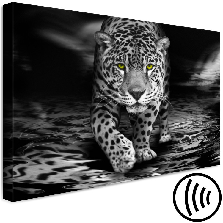 Canvas Art Print Green-Eyed Predator (1 Part) Wide Black and White 125952 additionalImage 6