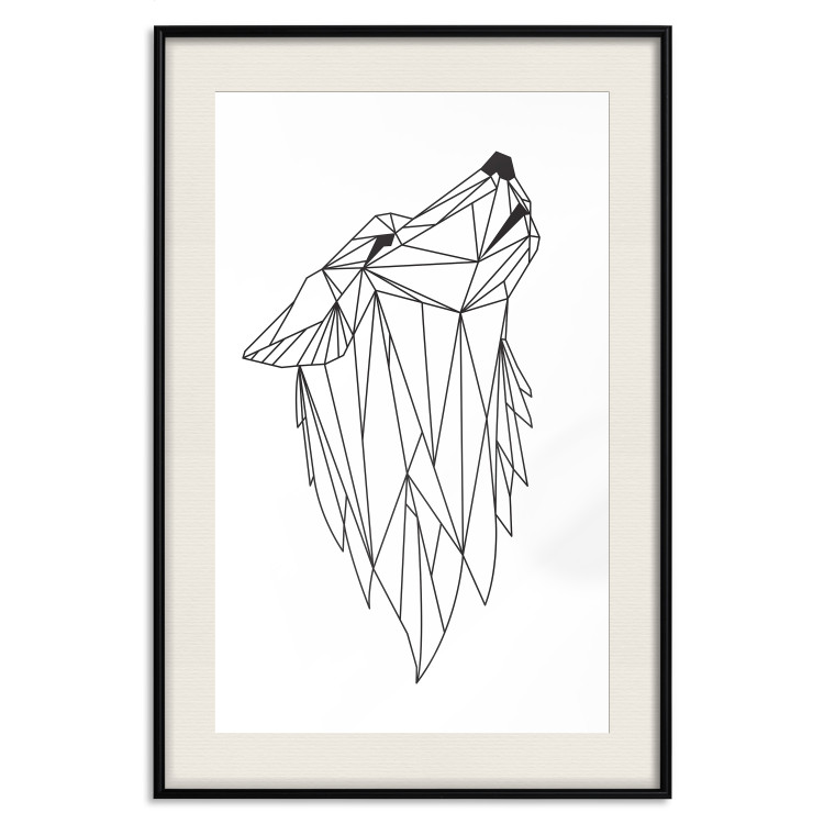 Poster Midnight - black line art of a wolf made of geometric figures on a white background 126952 additionalImage 19