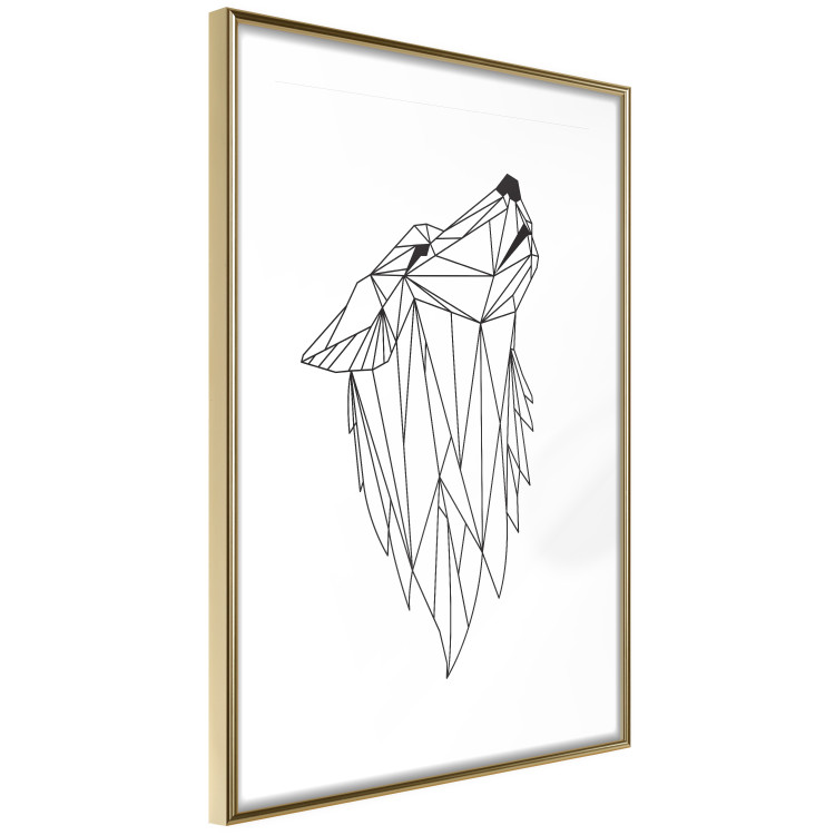 Poster Midnight - black line art of a wolf made of geometric figures on a white background 126952 additionalImage 7