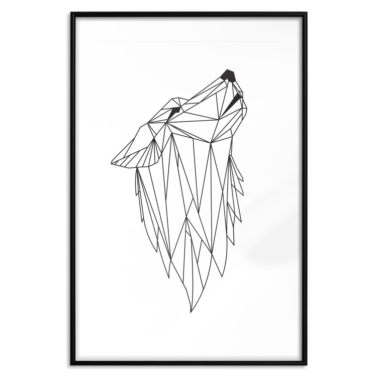 Poster Midnight - black line art of a wolf made of geometric figures on a white background 126952 additionalImage 15