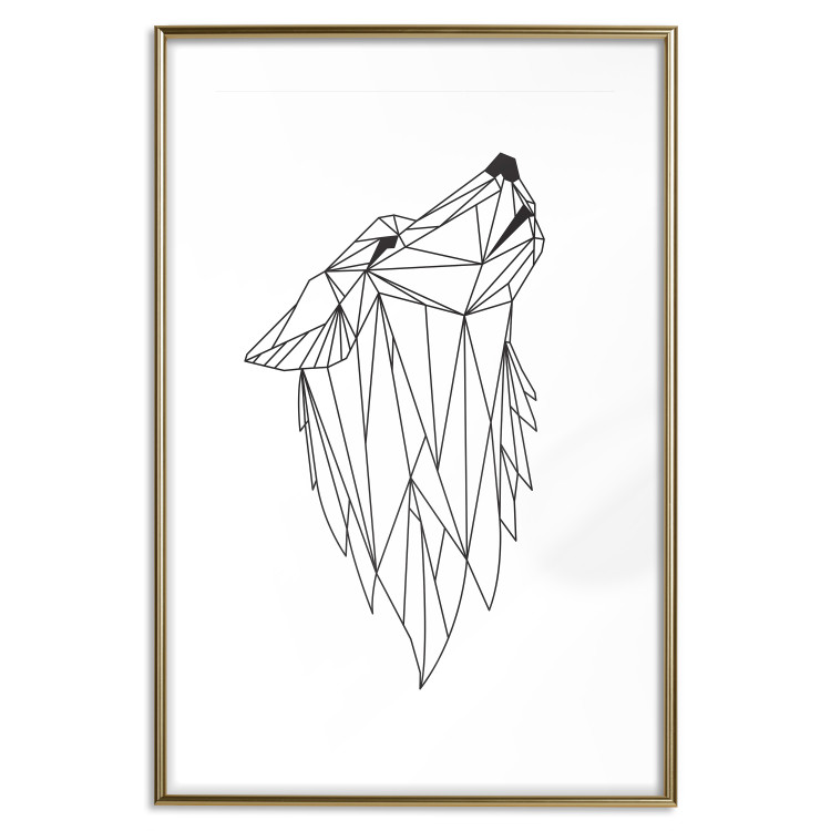 Poster Midnight - black line art of a wolf made of geometric figures on a white background 126952 additionalImage 16