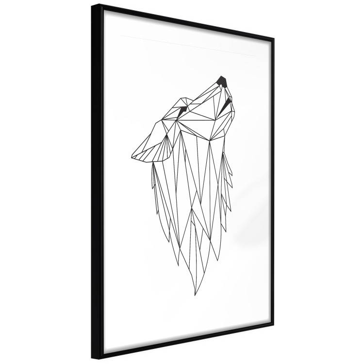 Poster Midnight - black line art of a wolf made of geometric figures on a white background 126952 additionalImage 6