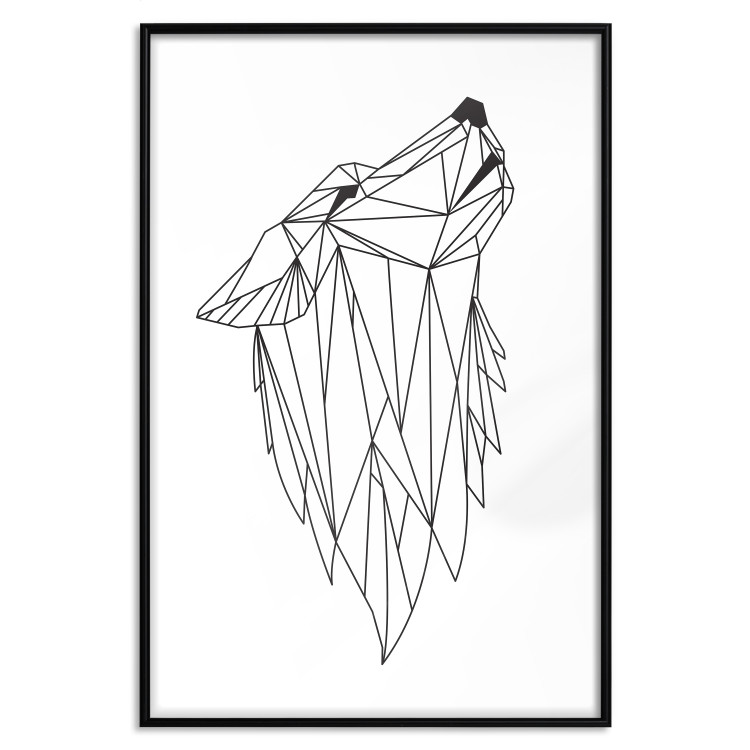 Poster Midnight - black line art of a wolf made of geometric figures on a white background 126952 additionalImage 16