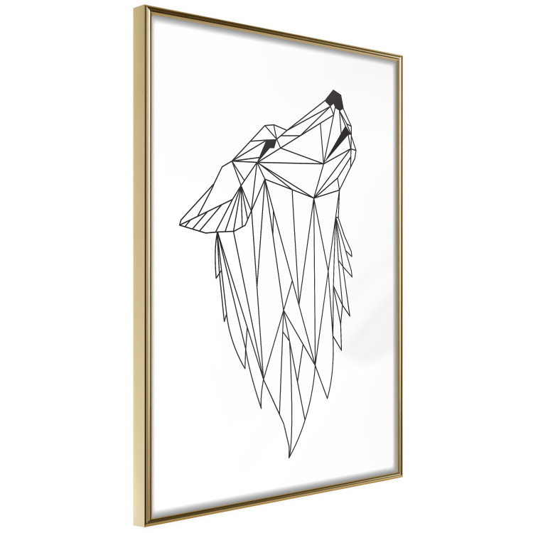 Poster Midnight - black line art of a wolf made of geometric figures on a white background 126952 additionalImage 14