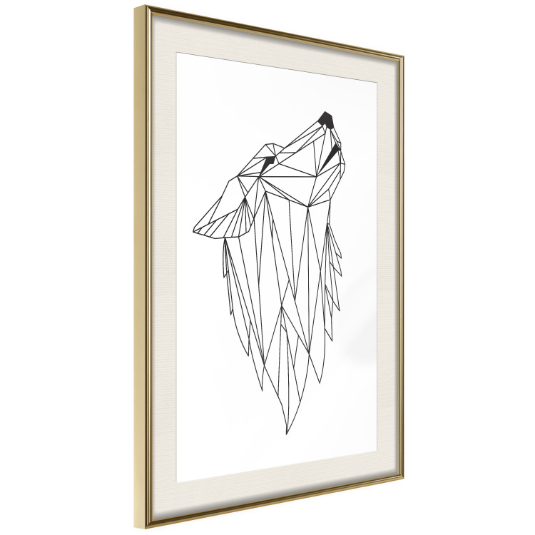 Poster Midnight - black line art of a wolf made of geometric figures on a white background 126952 additionalImage 3