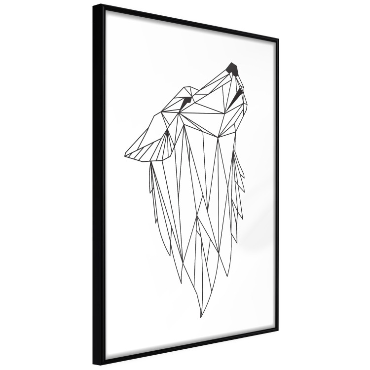 Poster Midnight - black line art of a wolf made of geometric figures on a white background 126952 additionalImage 11