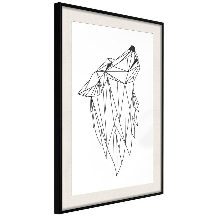 Poster Midnight - black line art of a wolf made of geometric figures on a white background 126952 additionalImage 2