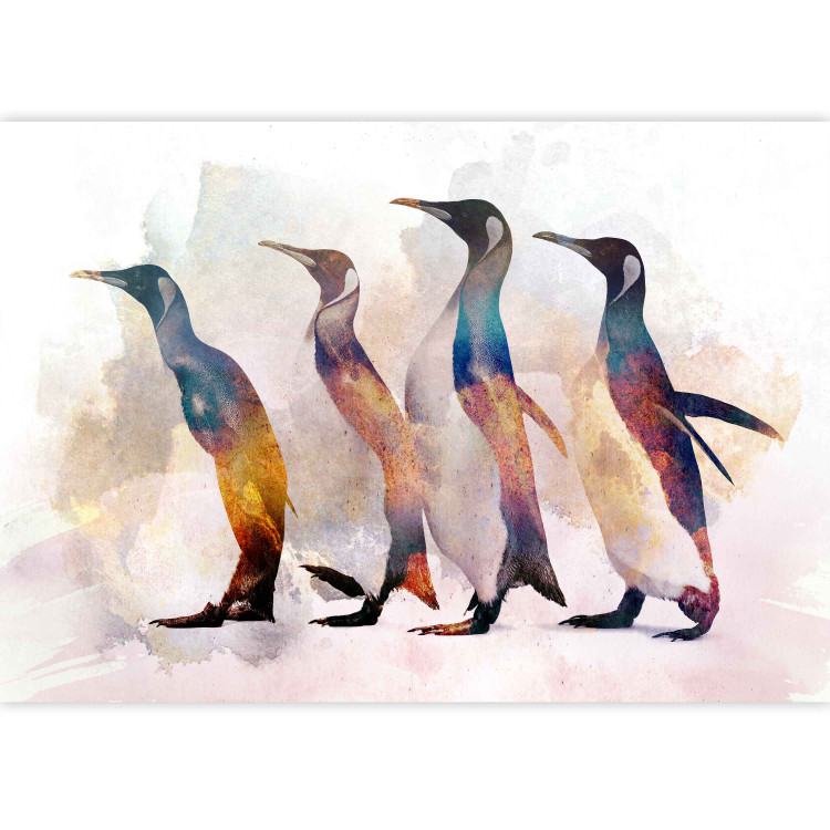 Photo Wallpaper Winter animals - penguin motif on a light background with coloured accent 127552 additionalImage 3