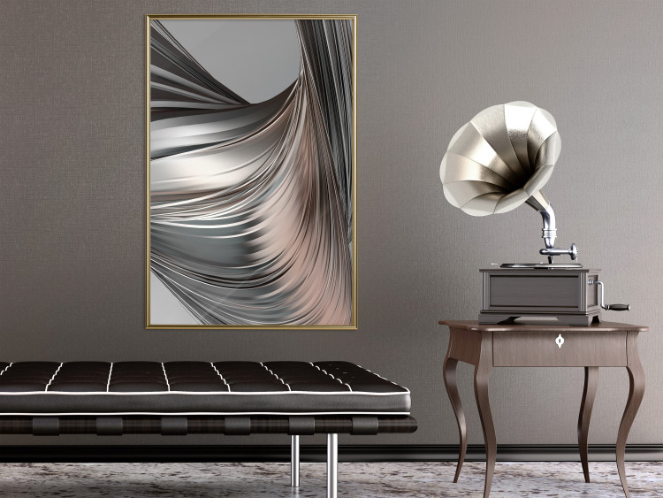 Poster Before the Storm - abstract composition of gray waves on uniform background 127852 additionalImage 5