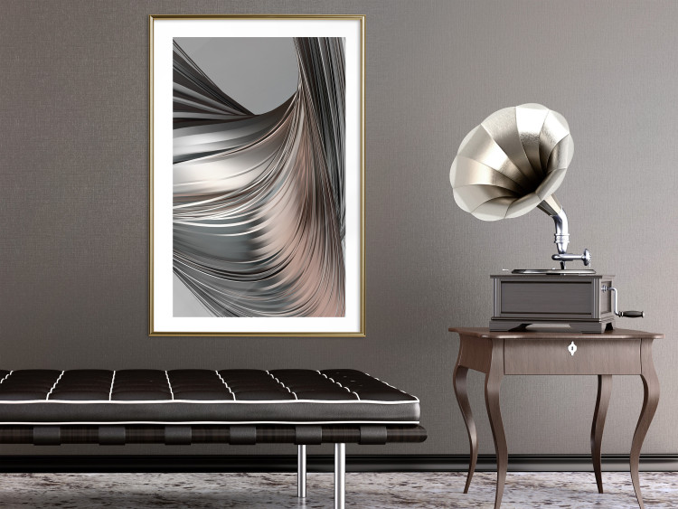 Poster Before the Storm - abstract composition of gray waves on uniform background 127852 additionalImage 13