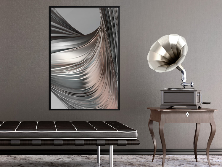 Poster Before the Storm - abstract composition of gray waves on uniform background 127852 additionalImage 4