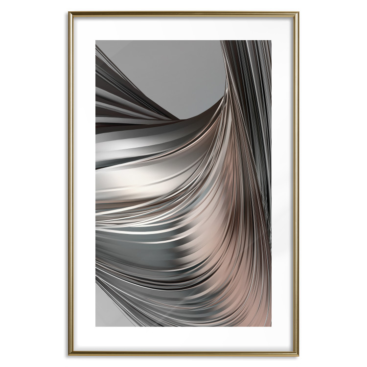 Poster Before the Storm - abstract composition of gray waves on uniform background 127852 additionalImage 14