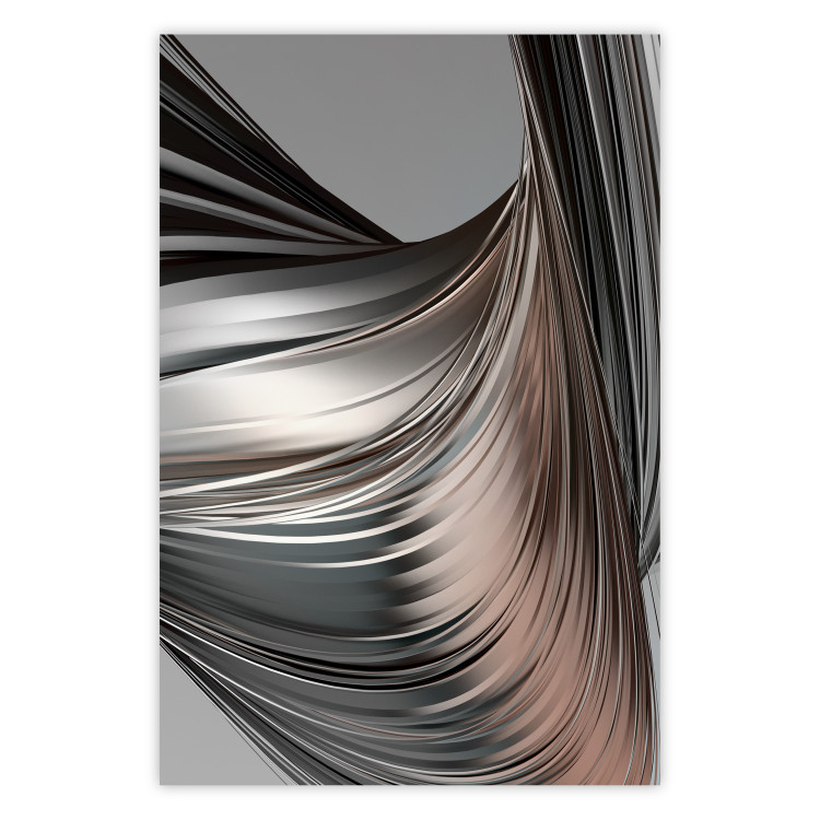 Poster Before the Storm - abstract composition of gray waves on uniform background 127852