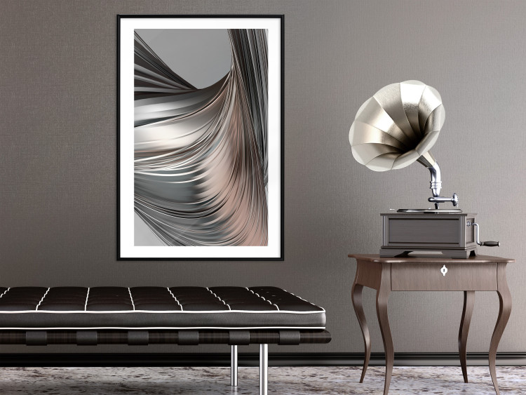 Poster Before the Storm - abstract composition of gray waves on uniform background 127852 additionalImage 18
