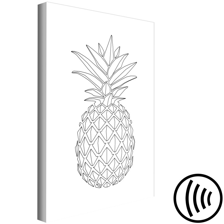 Canvas Art Print Black pineapple contours - minimalistic drawing on a white background 128352 additionalImage 6