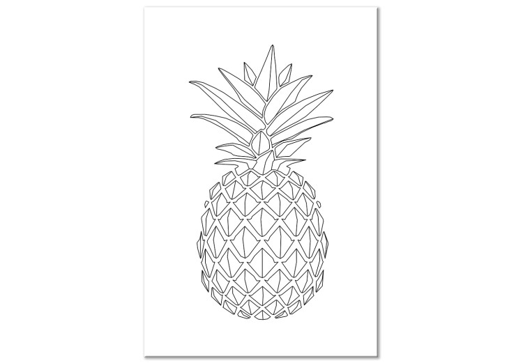 Canvas Art Print Black pineapple contours - minimalistic drawing on a white background 128352