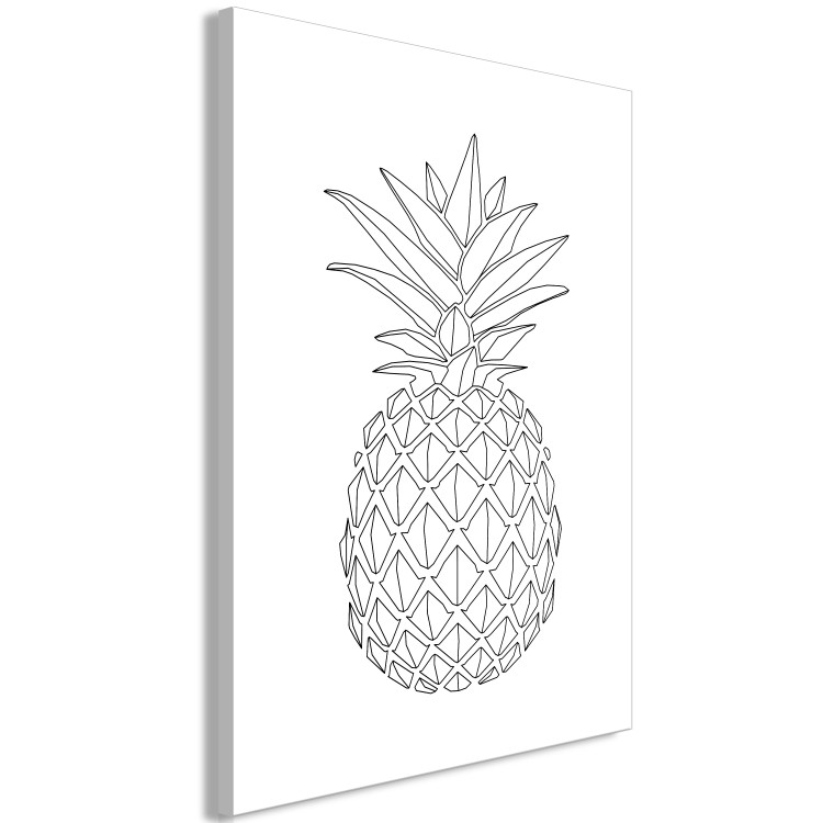 Canvas Art Print Black pineapple contours - minimalistic drawing on a white background 128352 additionalImage 2