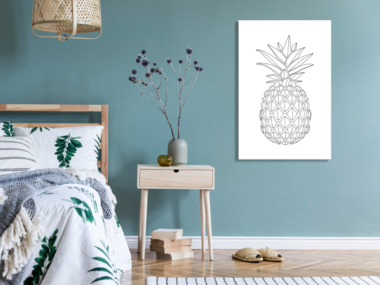 Canvas Art Print Black pineapple contours - minimalistic drawing on a white background 128352 additionalImage 3
