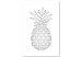 Canvas Art Print Black pineapple contours - minimalistic drawing on a white background 128352