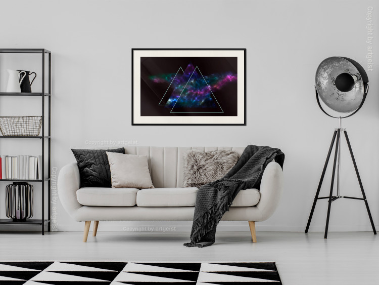 Poster Cosmic Mirror - geometric abstraction in triangles on a dark background 129152 additionalImage 24