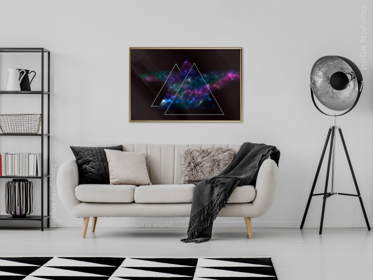Poster Cosmic Mirror - geometric abstraction in triangles on a dark background 129152 additionalImage 7